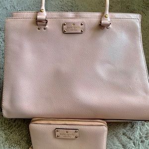 Super cute, baby pink large purse,and wallet set.